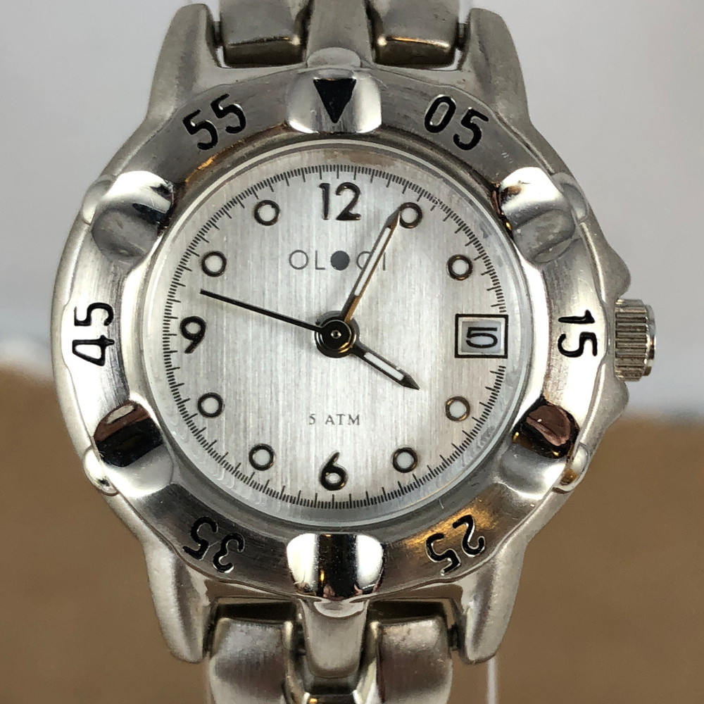 Vintage Ologi 2 Tone Silver Brushed Finish Watch